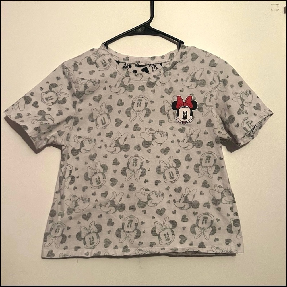 Disney Minnie Mouse Kids Large Black White T-Shirt